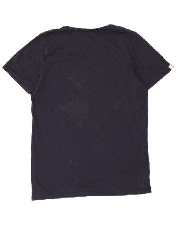 Camiseta gráfica masculina Jack & Jones grande algodão azul marinho