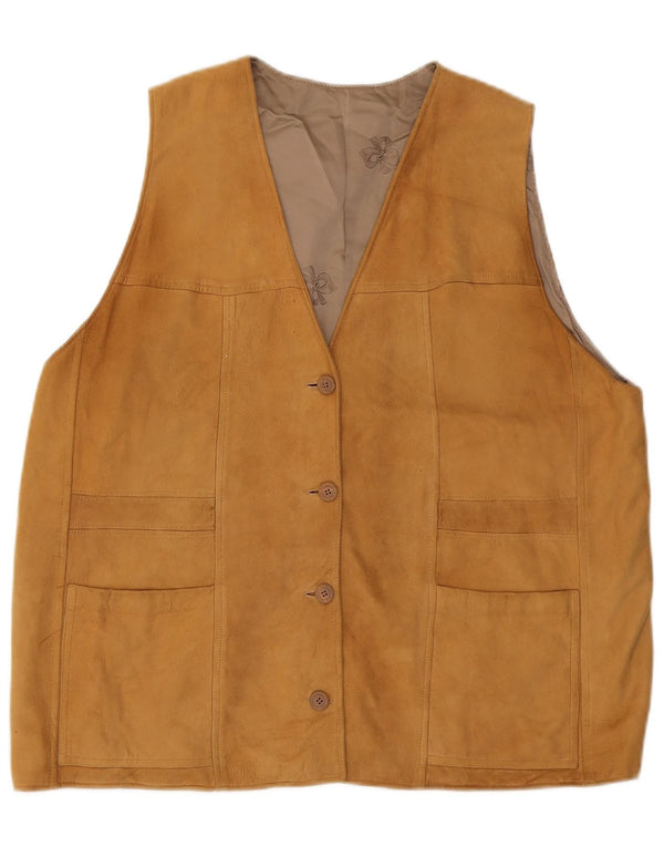 Colete feminino vintage de camurça UK 18 XL bege