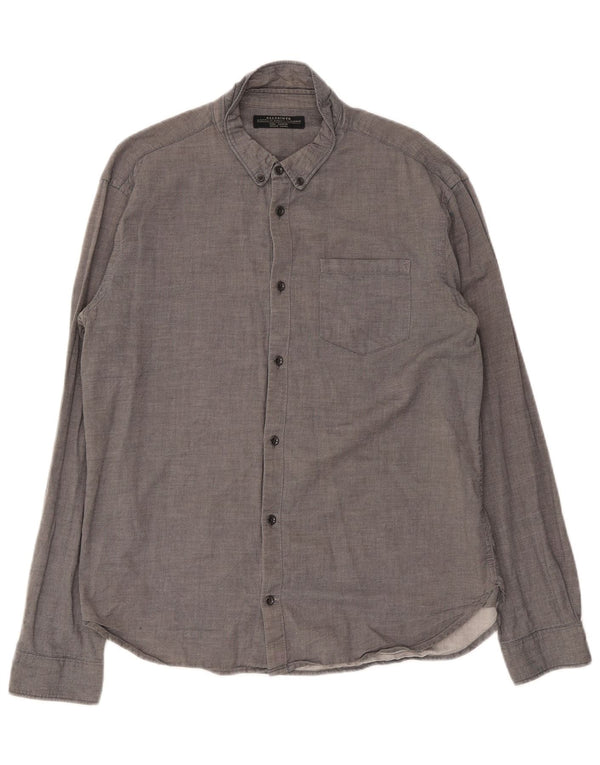 Camisa masculina All Saints grande algodão cinza