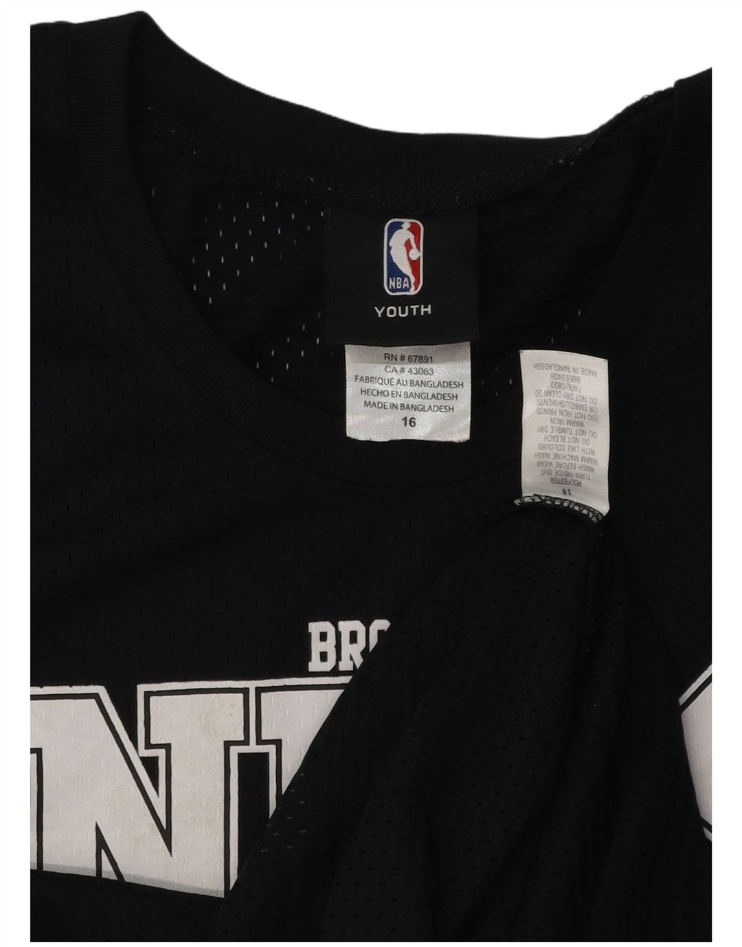 Colete gráfico NBA Boys Brooklyn Nets 15-16 anos preto poliéster