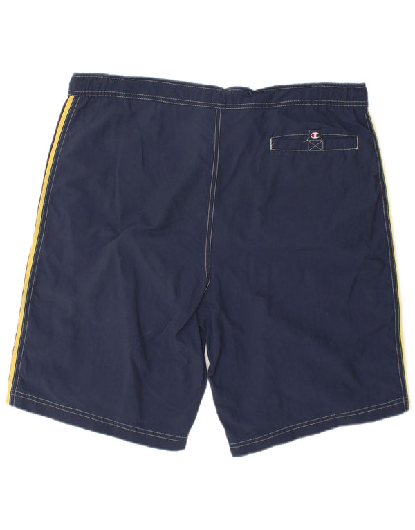 Shorts de natação masculino Champion Graphic grande bloco colorido azul marinho