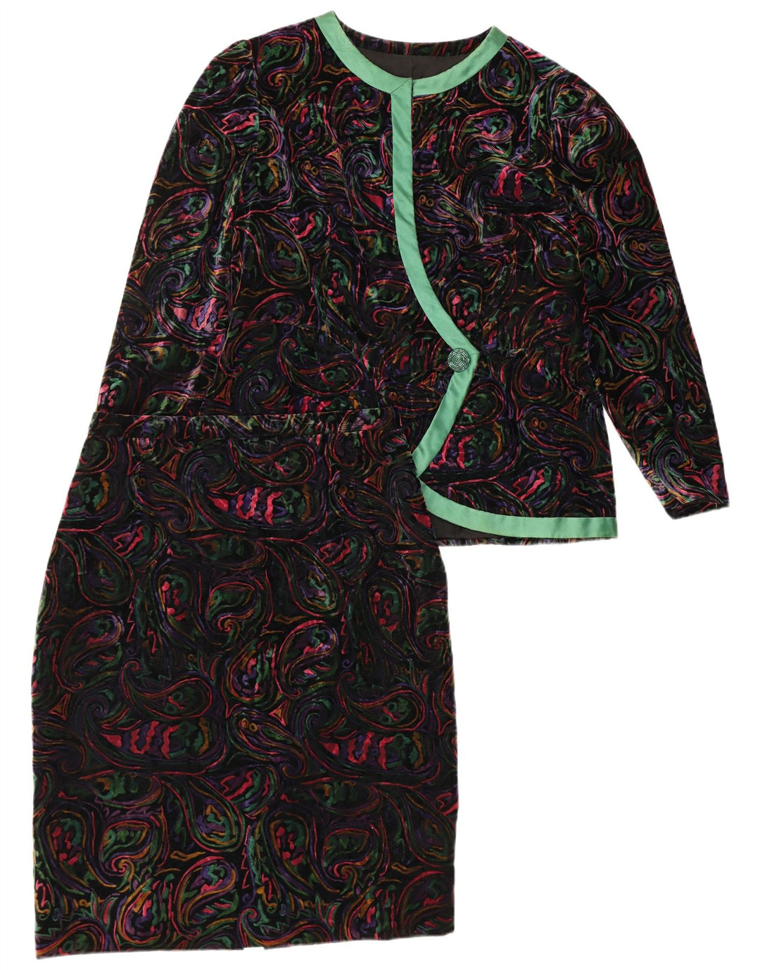 Conjunto de saia feminina VINTAGE com 1 botão e 2 peças Reino Unido 12 médio W32 multicolorido