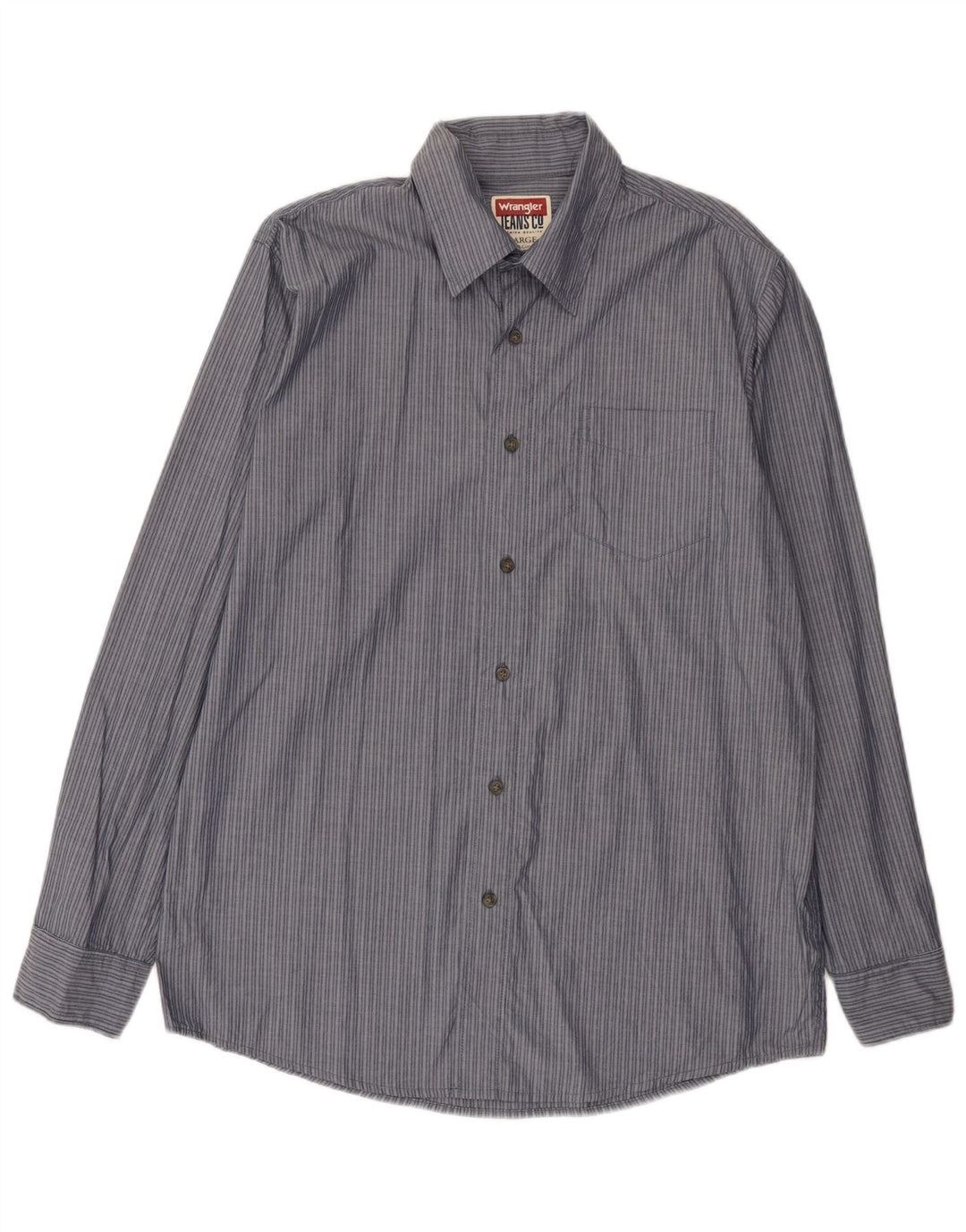 Camisa masculina Wrangler de algodão listrado azul grande