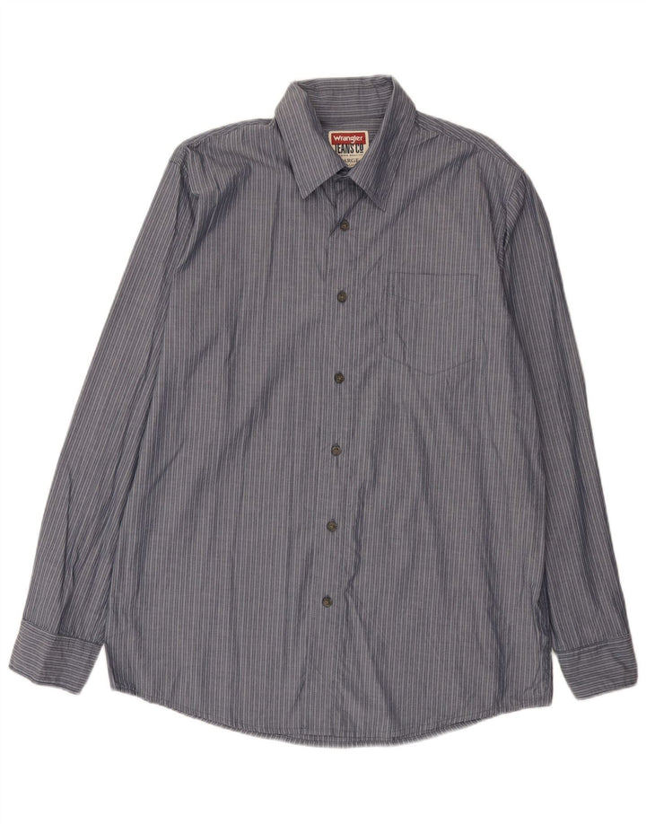 Camisa masculina Wrangler de algodão listrado azul grande