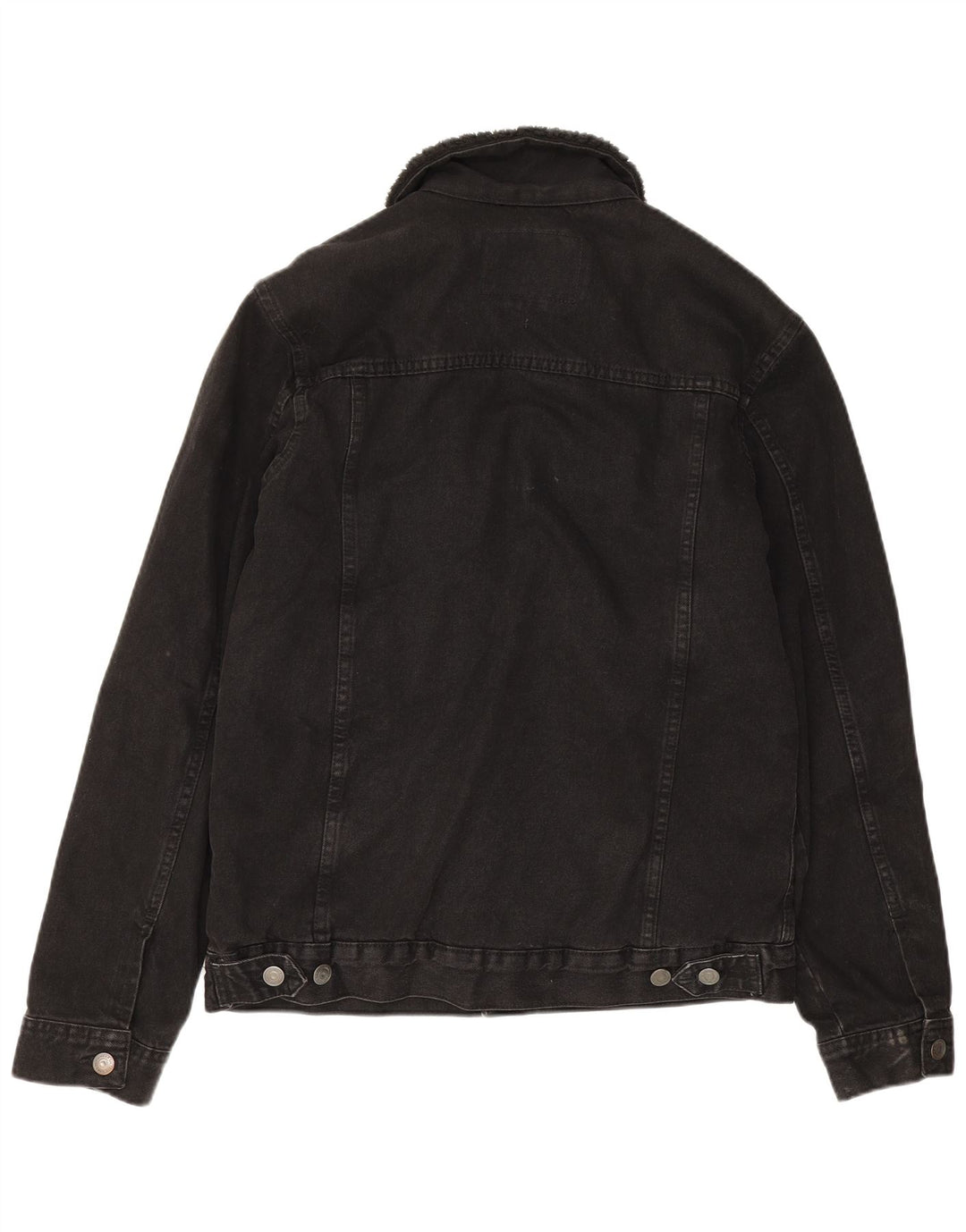 Jaqueta jeans Zara masculina Sherpa UK 38 poliéster preto médio