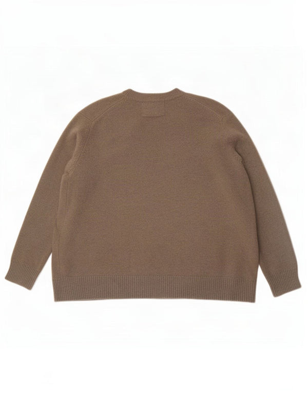 Zara Suéter feminino oversized com decote em V Reino Unido 14 caxemira cáqui médio