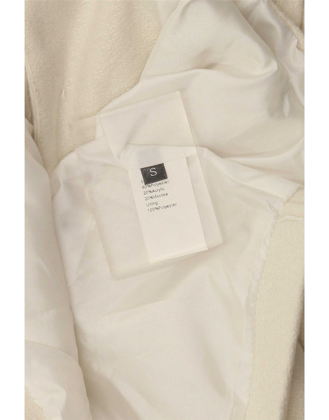 Jaqueta Bolero feminina vintage Reino Unido 10 poliéster branco esbranquiçado pequeno