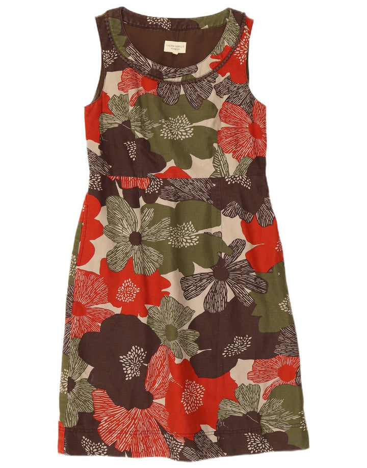 Vestido feminino LAURA ASHLEY com bainha de fim de semana Reino Unido 12 médio multicolorido