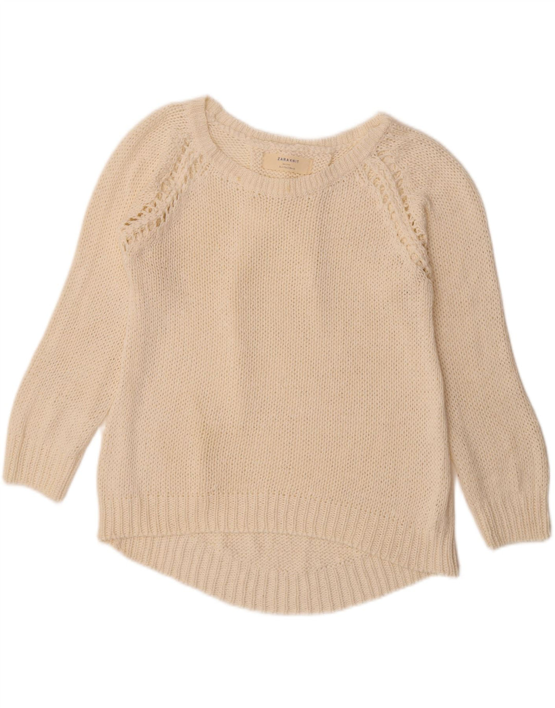 Suéter feminino Zara com gola canoa Reino Unido 16 grande branco
