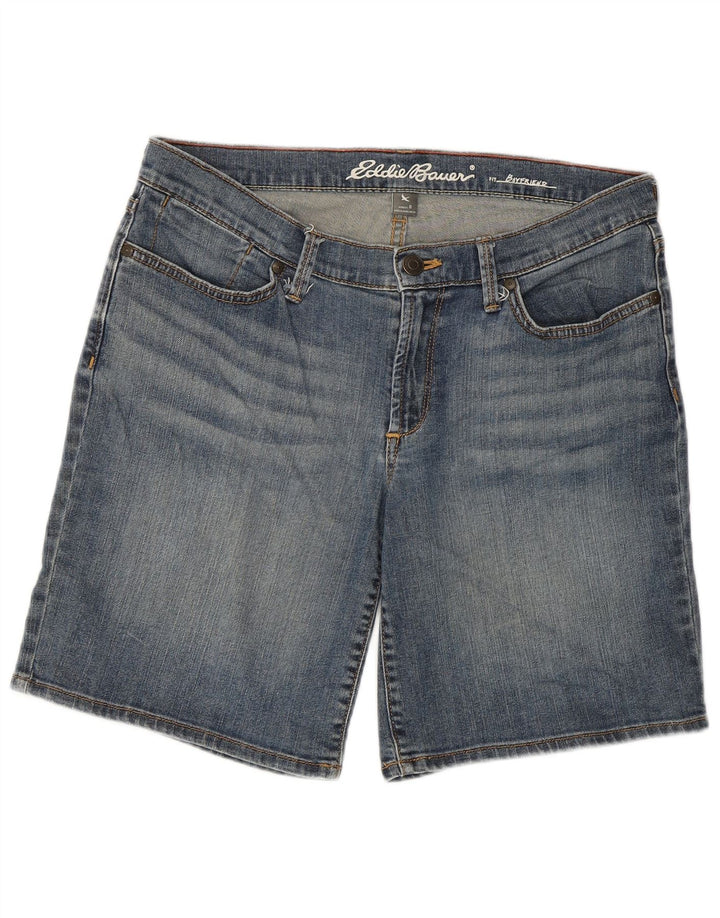 Shorts jeans feminino Eddie Bauer Boyfriend EUA 8 médio W32 algodão azul
