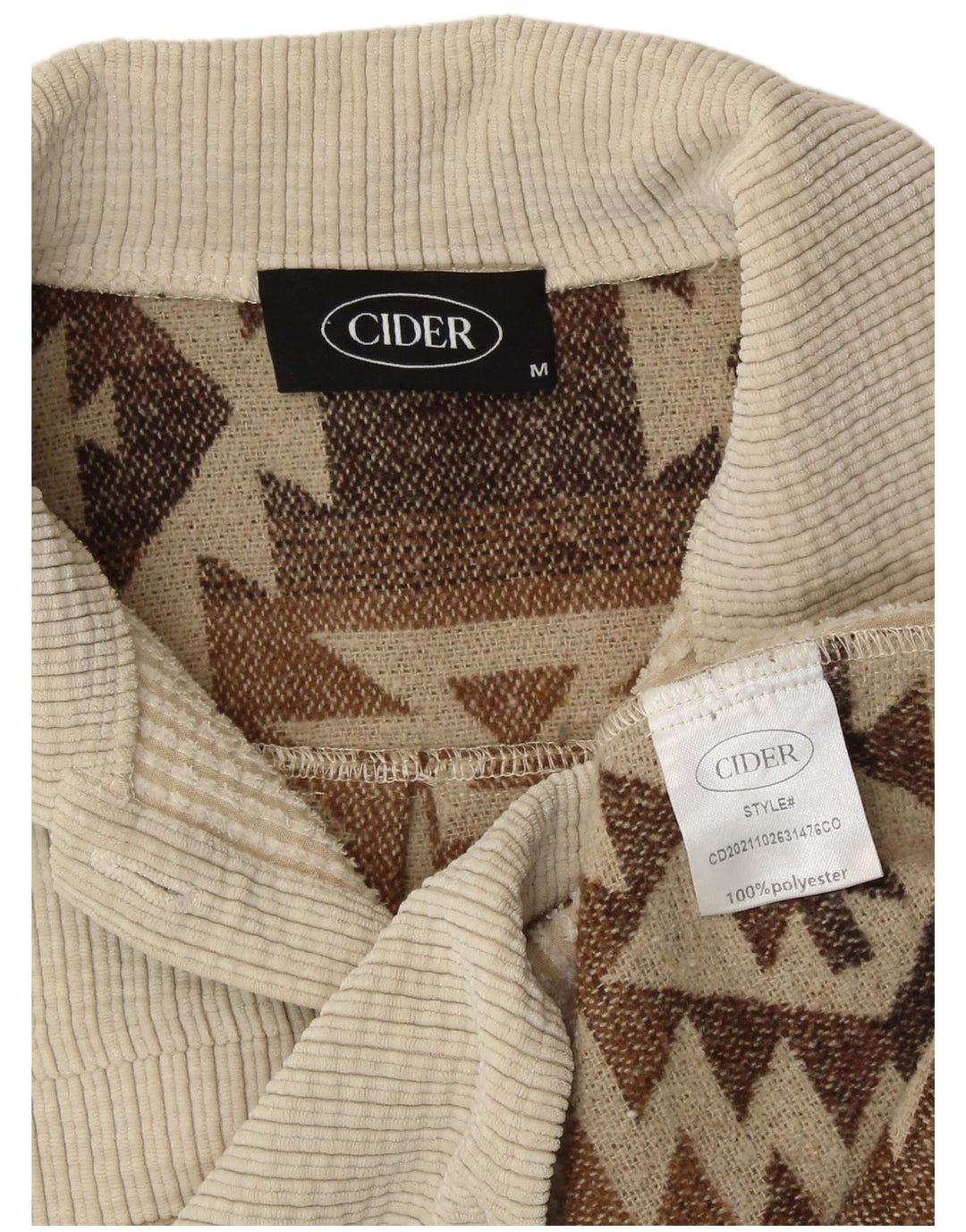 Camiseta feminina CIDER UK 14 poliéster geométrico bege médio asteca