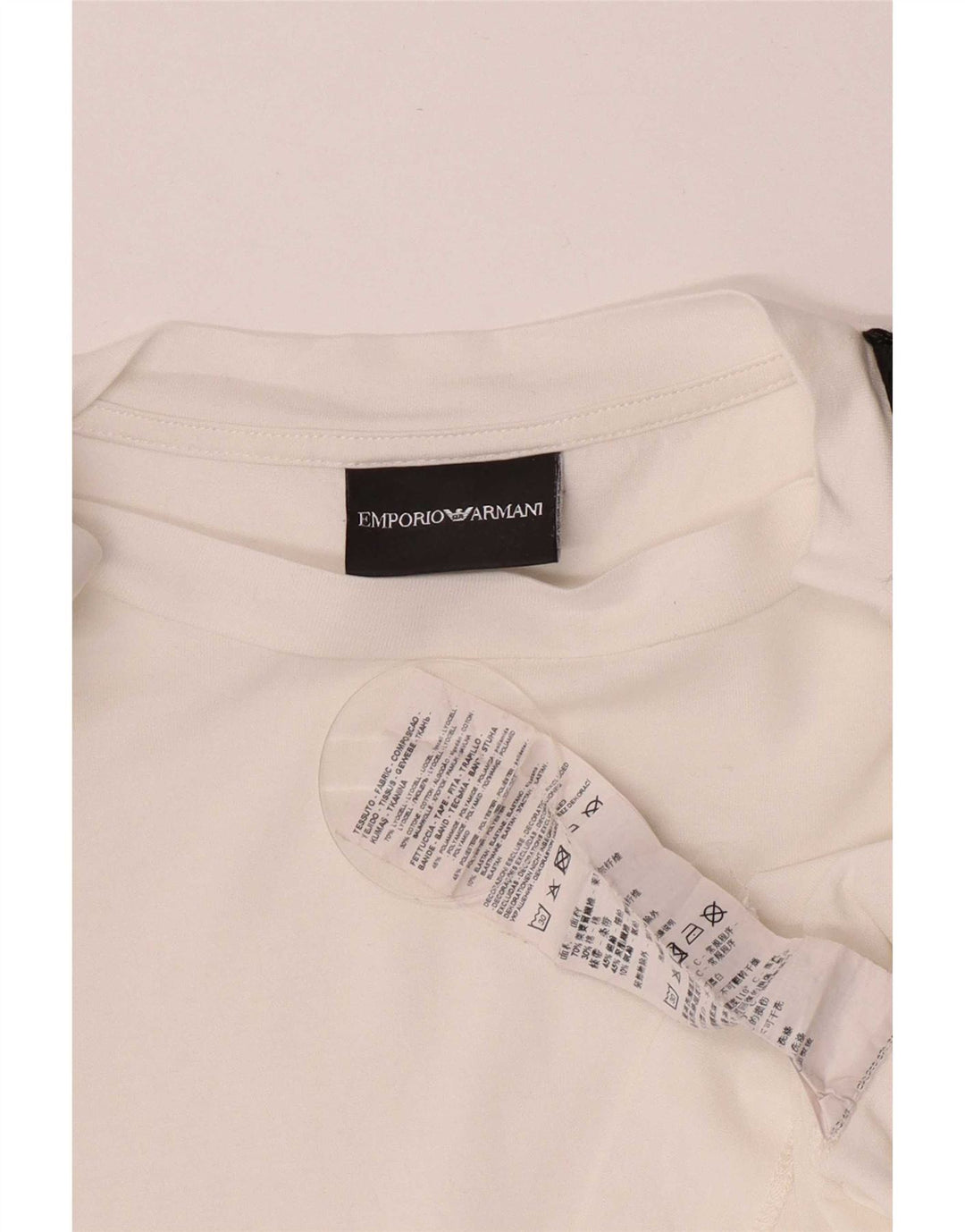 Camiseta masculina Emporio Armani Top médio branco Colourblock Lyocell