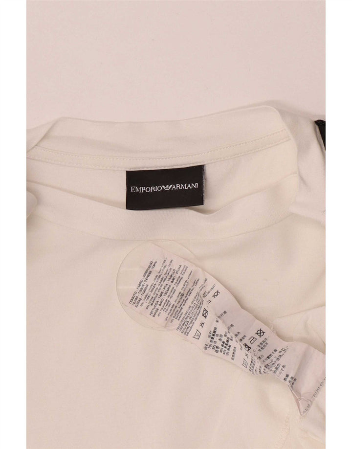 Camiseta masculina Emporio Armani Top médio branco Colourblock Lyocell