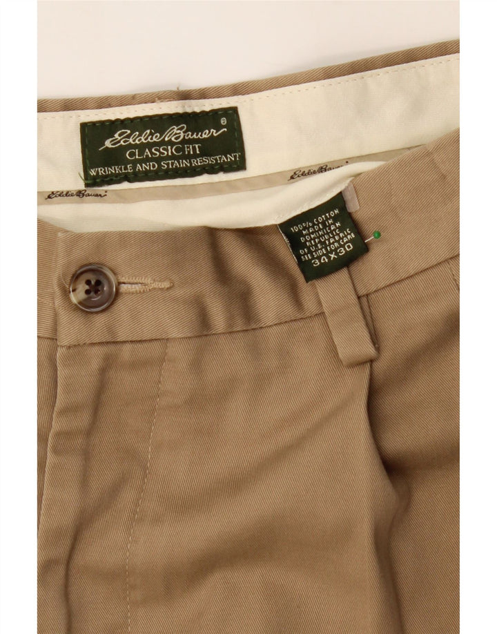 EDDIE BAUER Mens Classic Fit Pegged Casual Trousers W34 L30 Beige Cotton Vintage Eddie Bauer and Second-Hand Eddie Bauer from Messina Hembry 