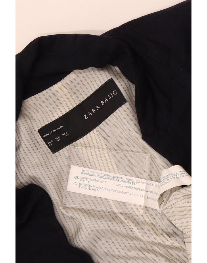 Jaqueta blazer feminina ZARA com 1 botão UK 6 XS azul marinho viscose