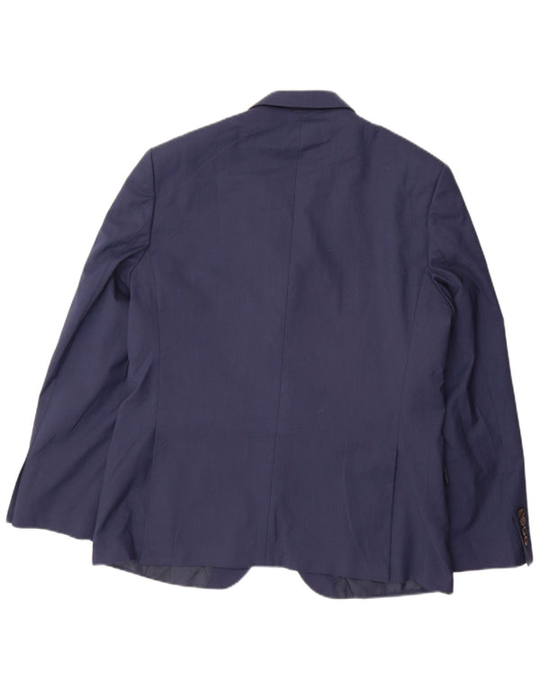 Jaqueta blazer masculina de 2 botões Marks & Spencer Reino Unido 42 grande azul marinho poliéster