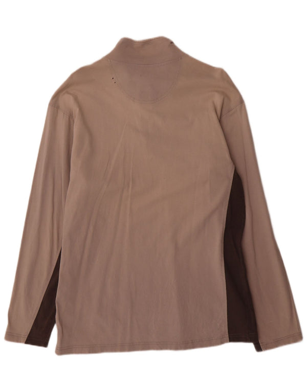 Campeão Mens Zip Neck Top Manga Longa XL Bege Algodão Colourblock
