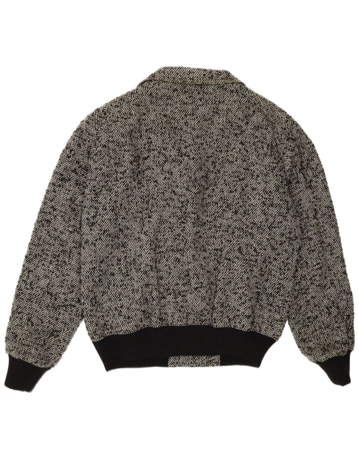 Jaqueta bomber masculina Bignami UK 42 XL lã espinha de peixe cinza