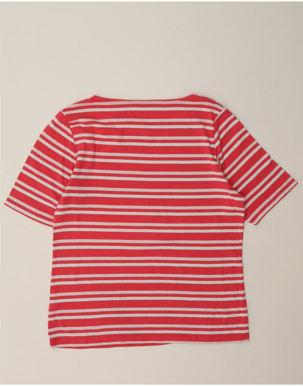 Camiseta feminina Tommy Hilfiger Top UK 20 2XL algodão listrado rosa
