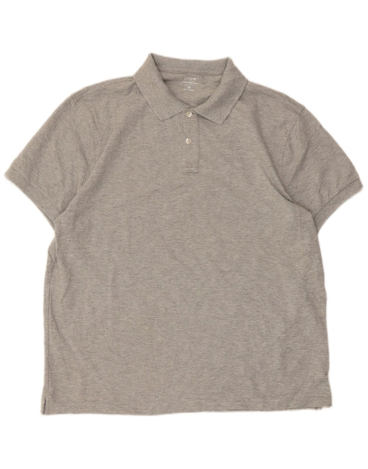 Camisa polo masculina J. Crew XL algodão manchado cinza