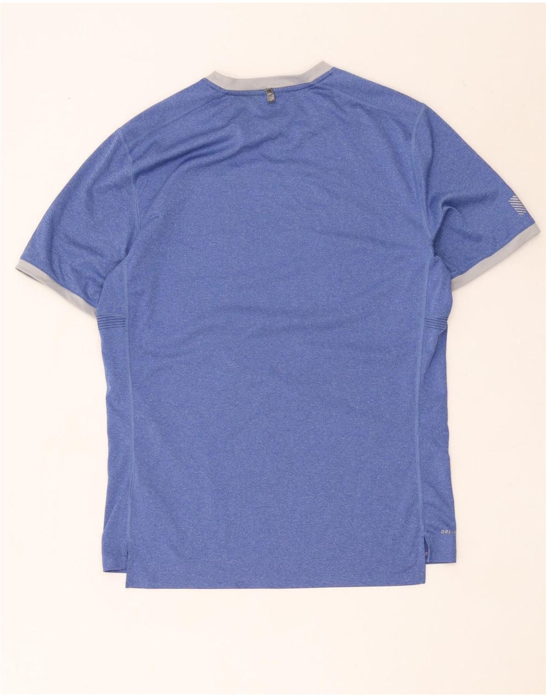 Nike Mens Dri Fit Camiseta Top Médio Azul Listrado Poliéster