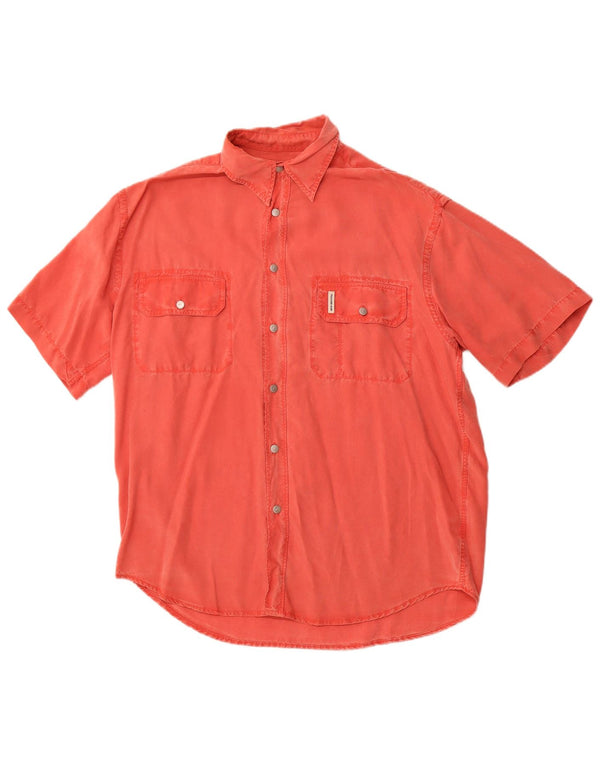 TRUSSARDI JEANS Camisa masculina de manga curta média vermelha Lyocell