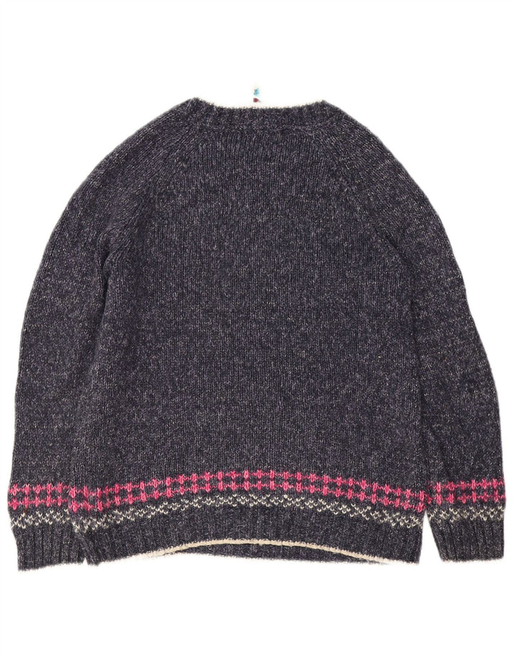 Suéter feminino Weird Fish com gola redonda Reino Unido 10 pequeno azul marinho Fair Isle