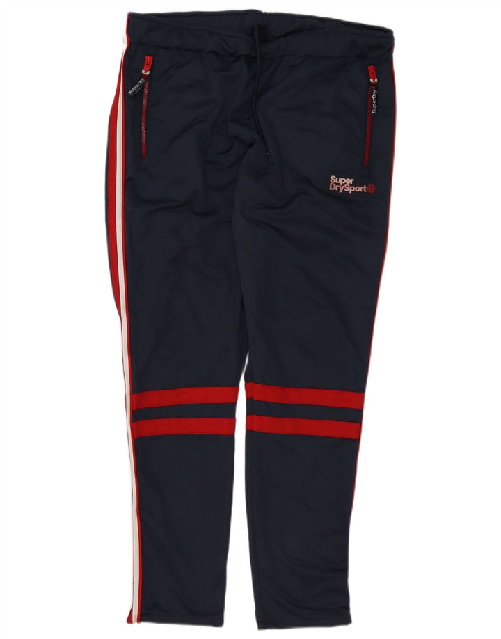 Calça de treino masculina Superdry Graphic XL poliéster listrado azul marinho