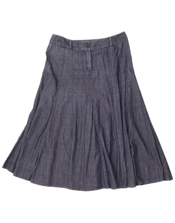 Saia jeans feminina Marks & Spencer A-Line Reino Unido 14 grande W32 algodão azul