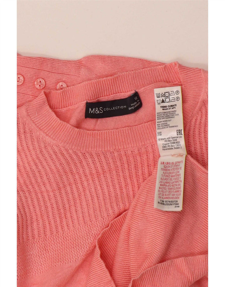 Suéter feminino Marks & Spencer com gola redonda Reino Unido 12 viscose rosa médio