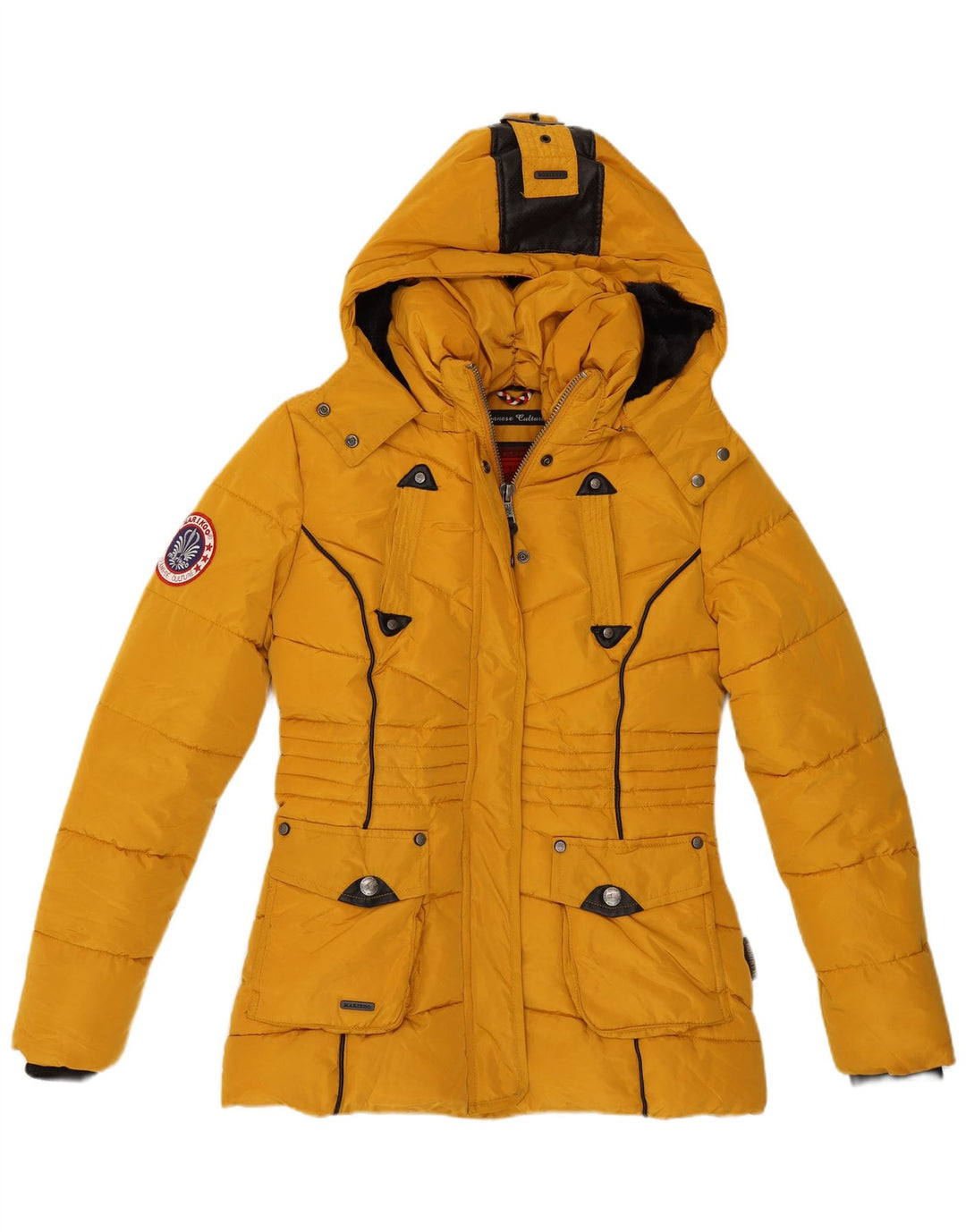 Jaqueta acolchoada com capuz feminina Marikoo UK 6 XS poliéster amarelo
