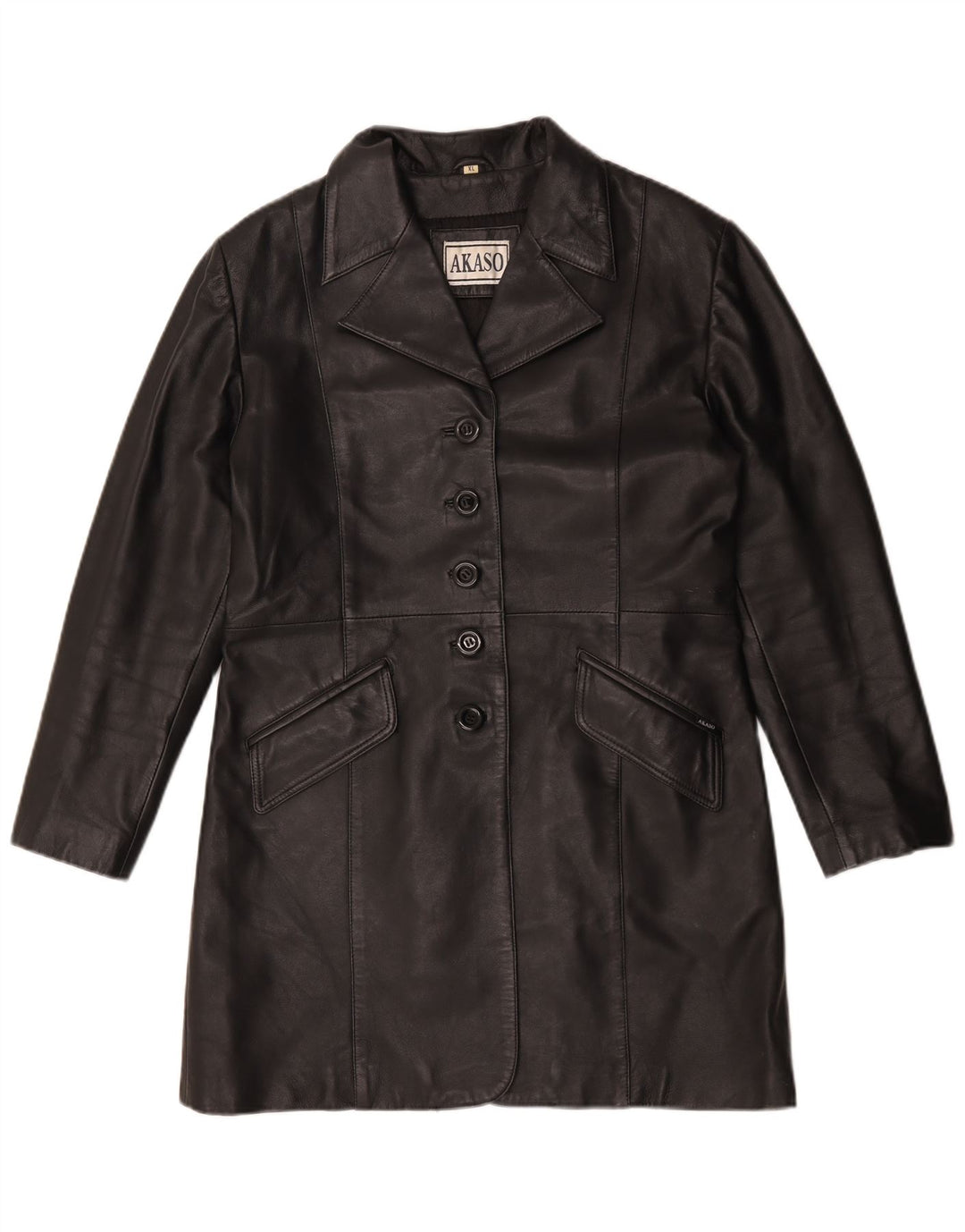 Casaco de couro feminino Akaso UK 18 XL couro preto