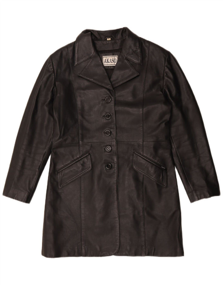 Casaco de couro feminino Akaso UK 18 XL couro preto