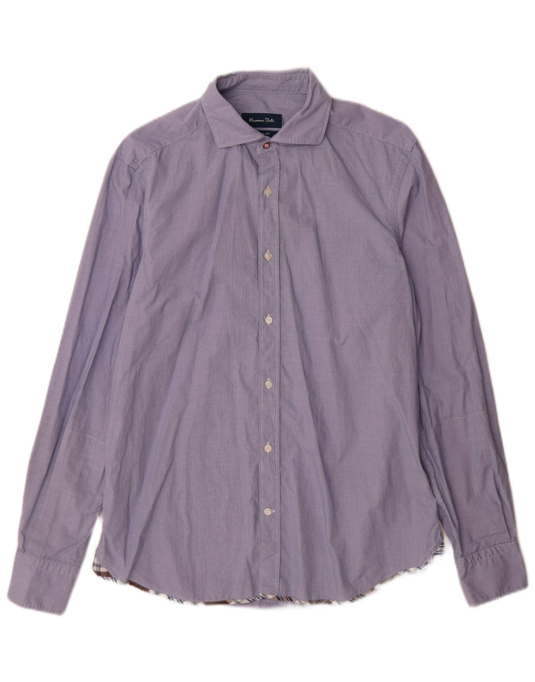 Camisa masculina casual Massimo Dutti de ajuste médio xadrez azul