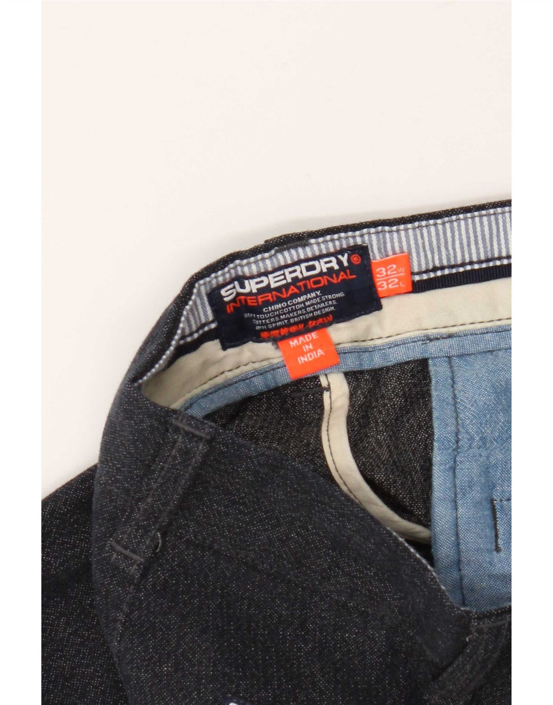 Calça Chino Superdry Masculina Slim W32 L29 Azul Marinho