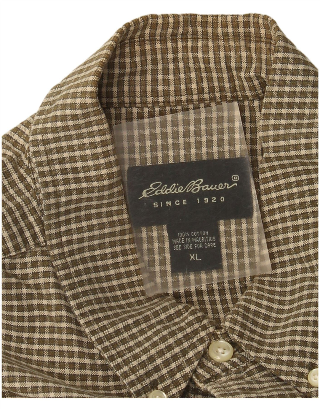Camisa masculina Eddie Bauer XL marrom xadrez algodão