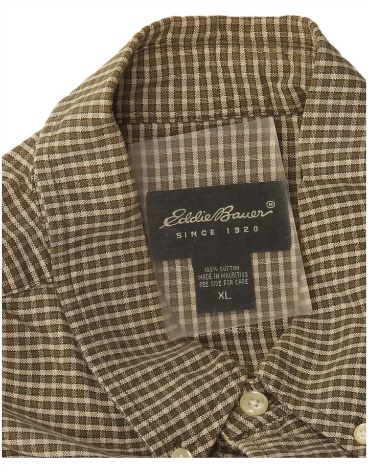 Camisa masculina Eddie Bauer XL marrom xadrez algodão