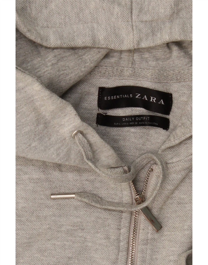 Zara Suéter masculino com capuz e zíper pequeno cinza