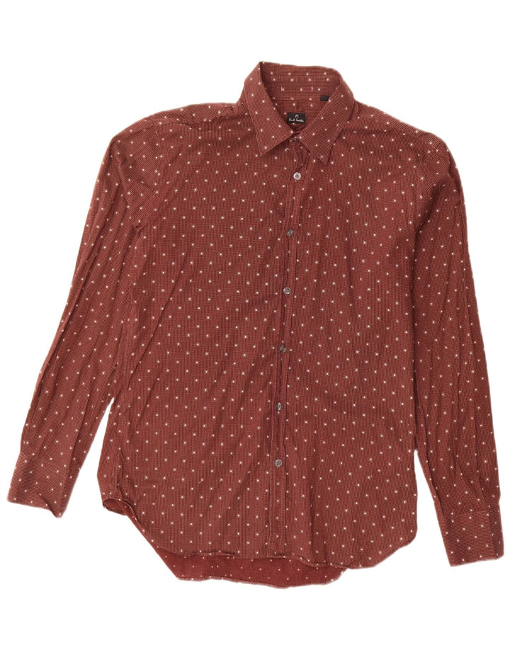 PAUL SMITH Camisa masculina média vermelha manchada