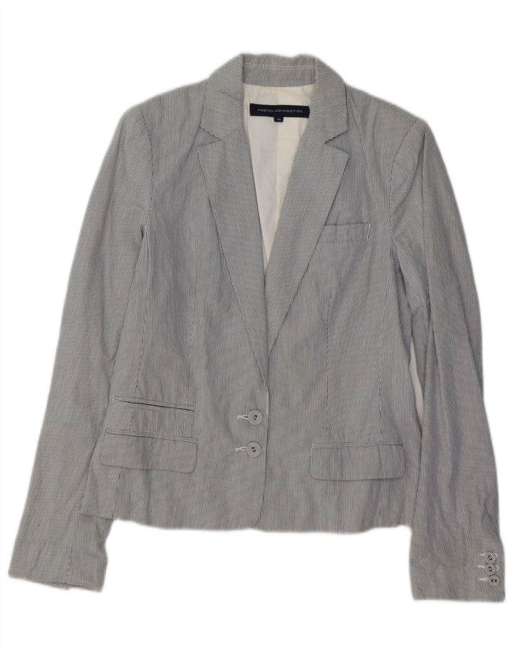 Jaqueta blazer feminina FRENCH CONNECTION Reino Unido 10 listras azuis pequenas