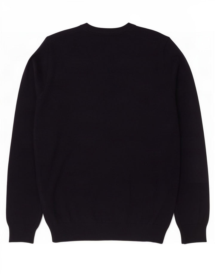 Suéter masculino Marks & Spencer com gola redonda, algodão azul marinho médio