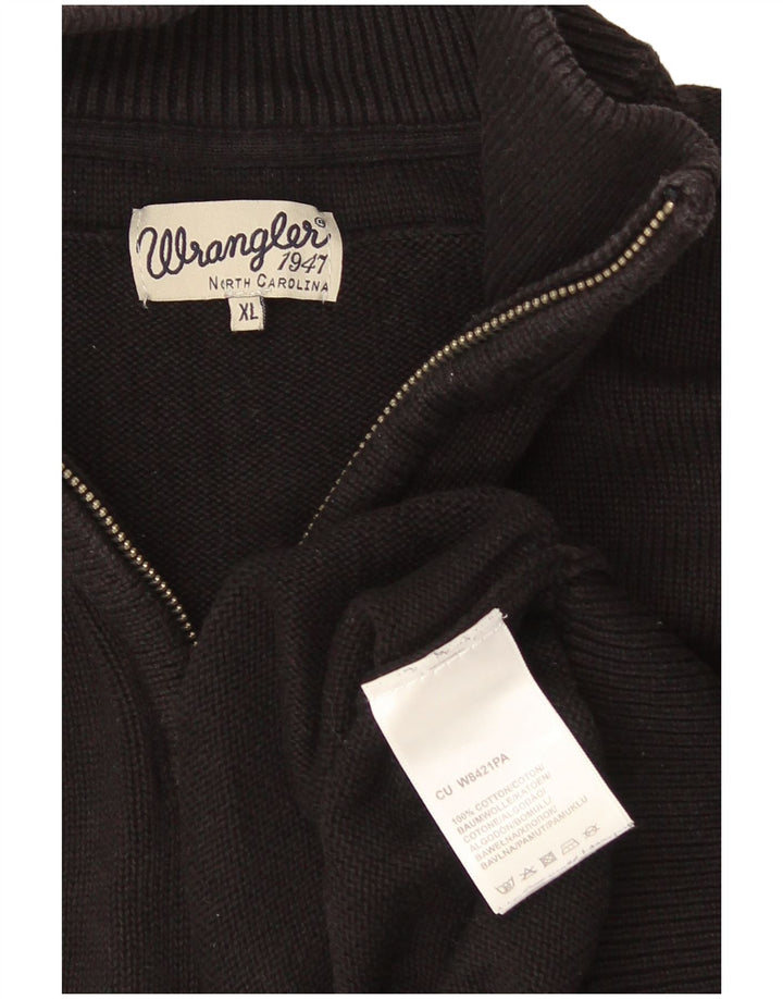 Wrangler Suéter masculino com zíper e gola XL algodão preto