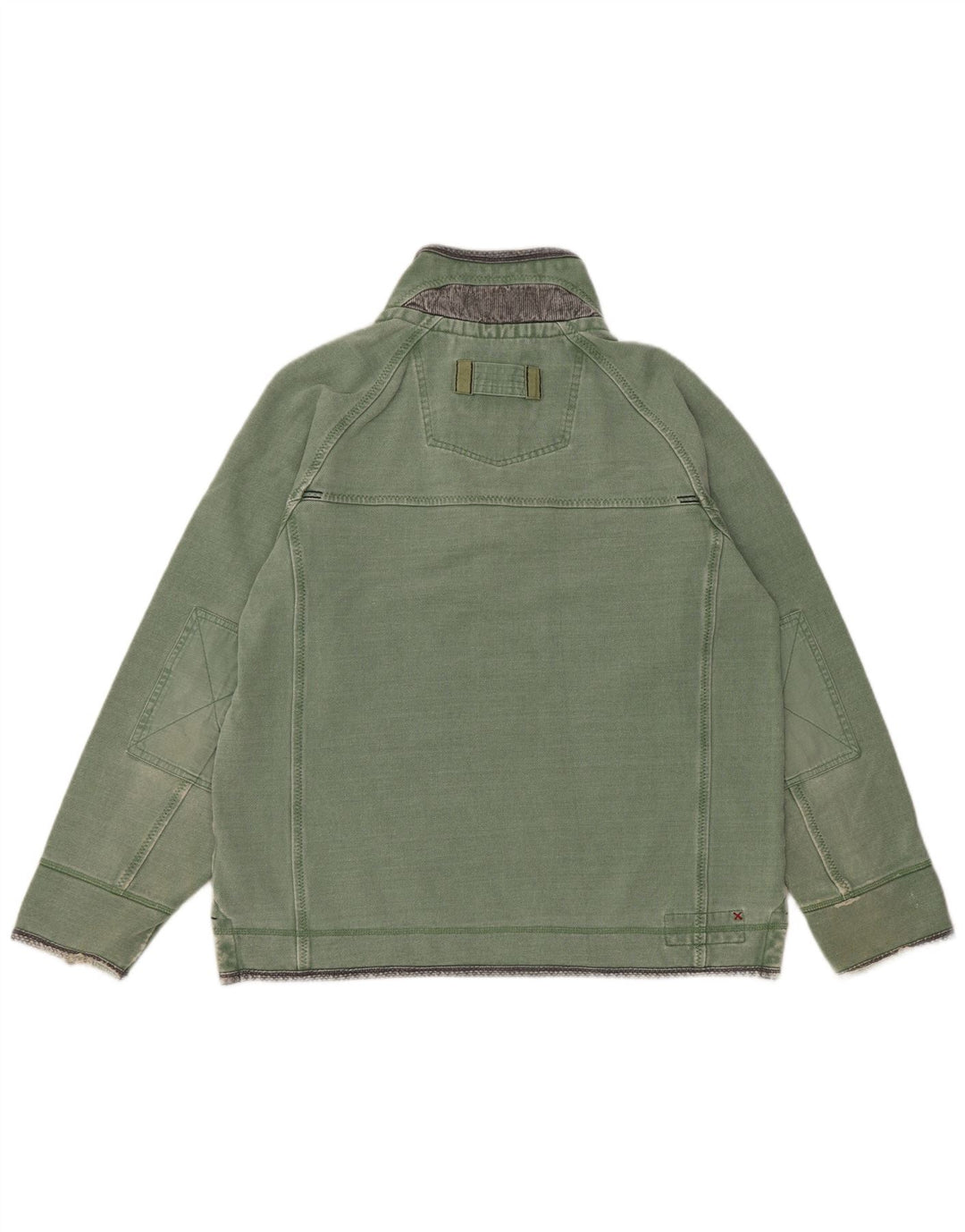 Fat Face Masculino Zip Neck Moletom Jumper Médio Algodão Verde