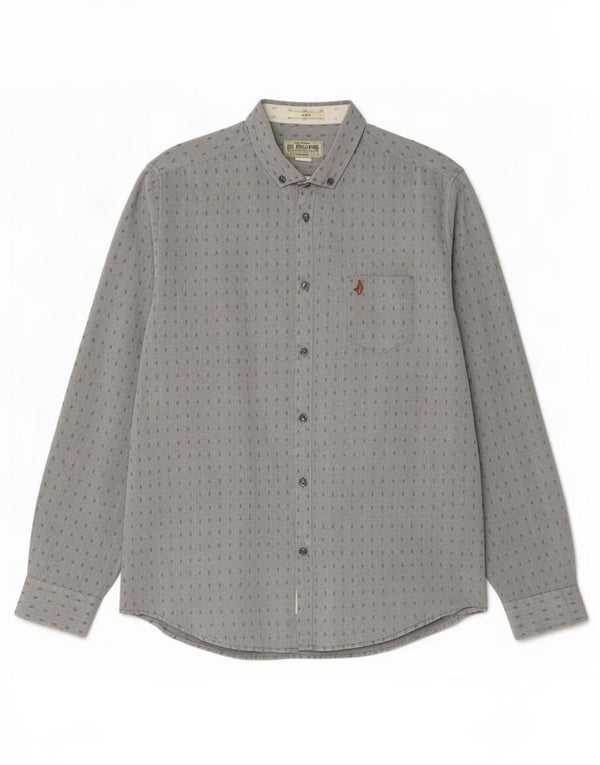 Camisa masculina Marlboro Classics XL algodão manchado cinza