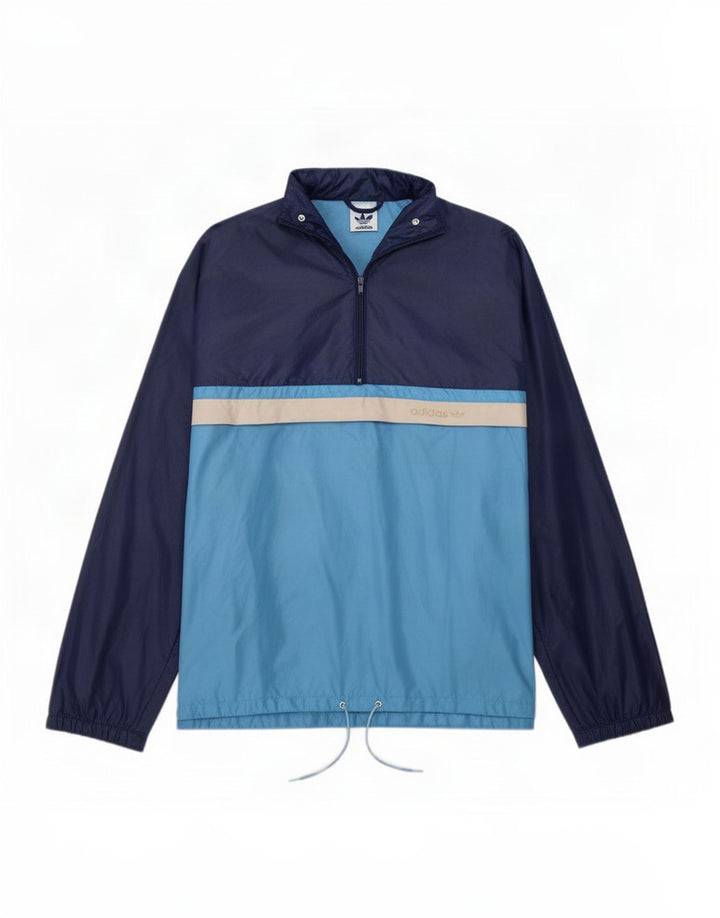Adidas Mens Loose Fit Pulôver Treino Top Pequeno Azul Colorblock