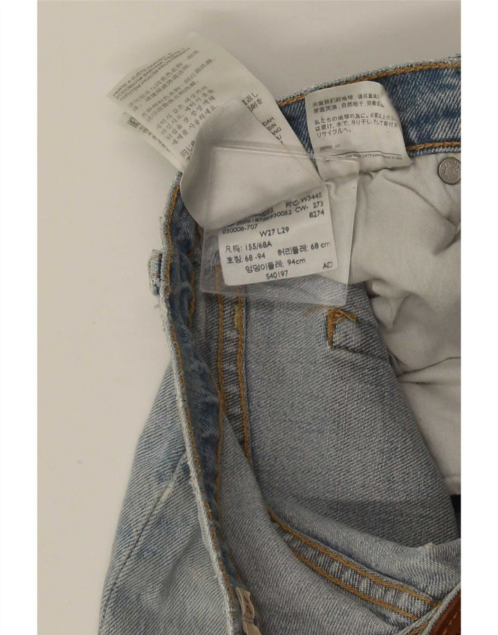 Jeans feminino Levi's Ribcage Distressed Straight W27 L29 Azul Algodão