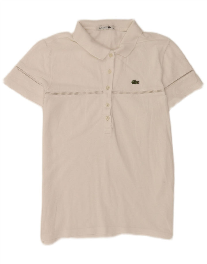 Camisa pólo regular feminina Lacoste tamanho 40 médio branco