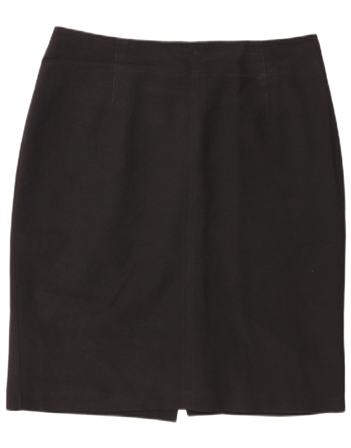 Saia lápis feminina Marks & Spencer Reino Unido 18 XL W34 poliéster preto