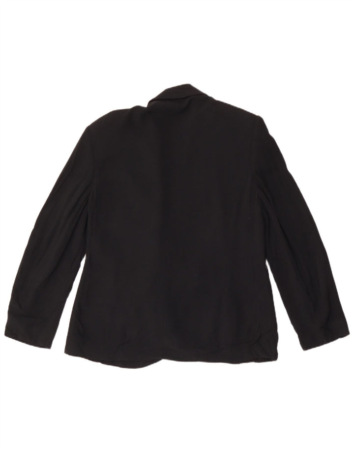 Jaqueta blazer feminina vintage com peito duplo UK 16 grande preta