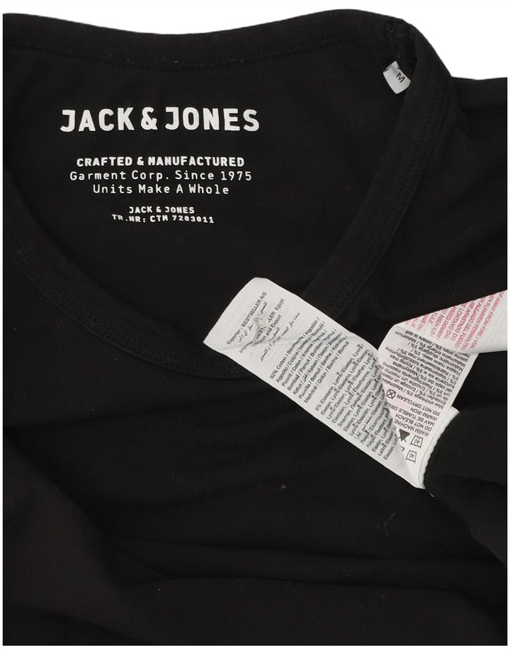 Jack & Jones Camiseta masculina de manga comprida de algodão preto médio